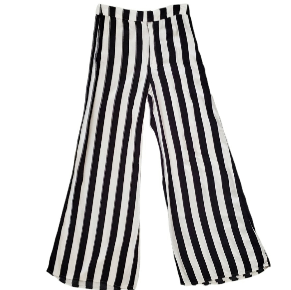 Vintage Abercrombie & Fitch Wide Leg Striped Viscose Pants - US Size 4